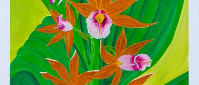 Artwork: Colorful bird, vibrant background, "Jewel of Our Natural Heritage" competition finalist.