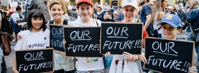 Header image: Text "Our Future" over a blurred landscape with a sunrise.