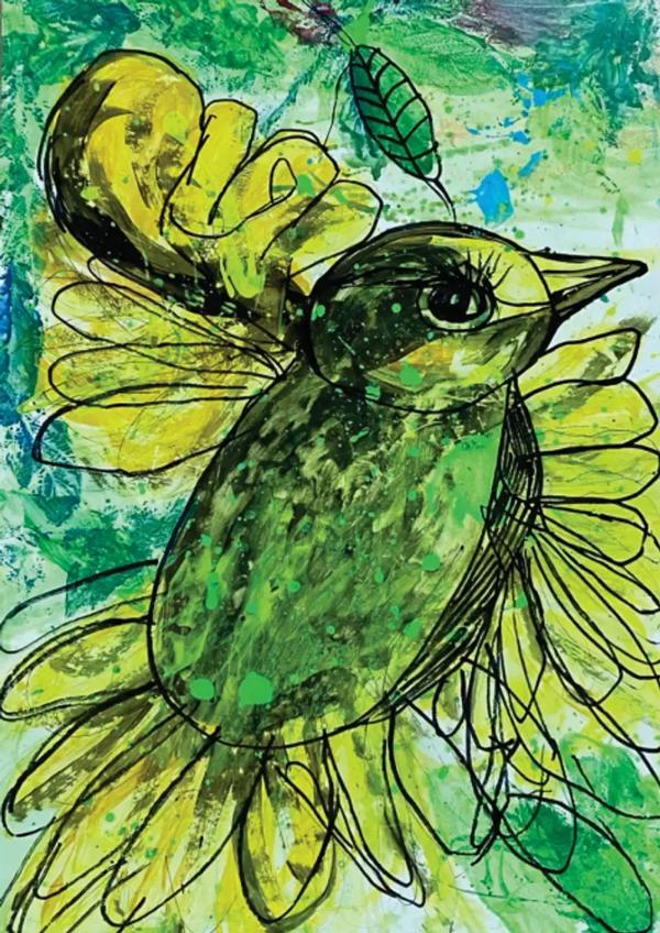Wild At Art entry &lsquo;Sunshine Feathers&rsquo; by Aanvi, age 7