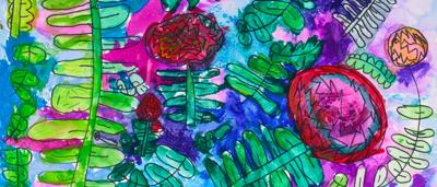 Artwork of Wollemi Pine, endangered species, child's drawing, Wild At Art competition finalist.