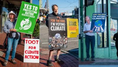 A colorful abstract design with overlapping shapes and gradients.