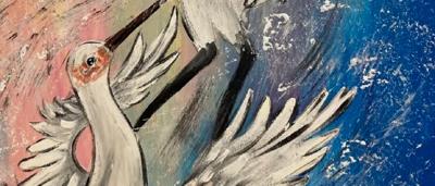 Brolgas dancing in a wetland, Judy 12.