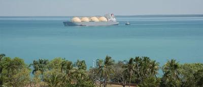 Gas tanker in Darwin Harbour.