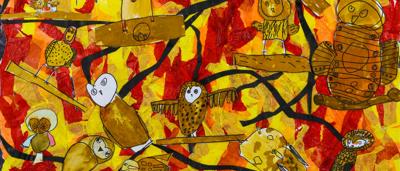 Masked Owl artwork, finalist in a kids' art competition, 2021.