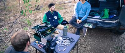 Man sitting, waiting on a bench, Stanley Park, Vancouver.