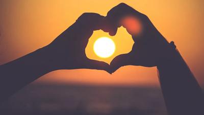 Header image: Sun, climate change graphic, heart shape, blue sky, text.