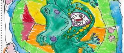 Mr Frog On A Yellow Leaf Aaron 5 - winner written entry 5-7