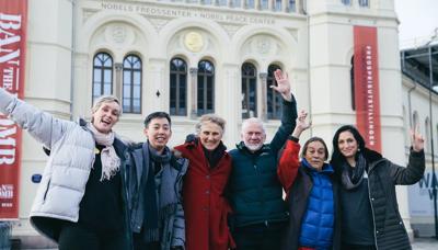 Header image: Oslo cityscape, modern architecture, blue sky, ICAN logo.