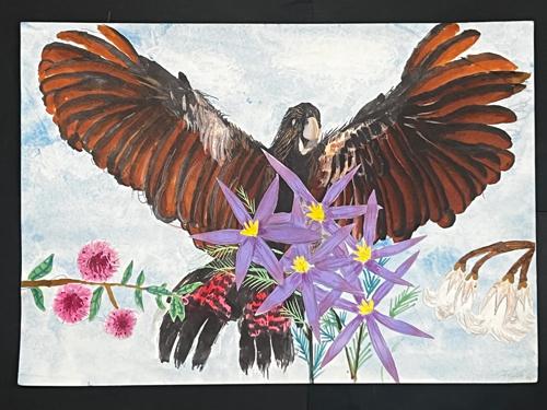 Glossy Black-Cockatoo — artwork by Sharon, age 11.