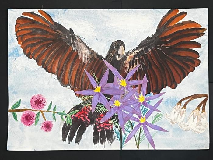 Artwork of a Glossy Black-Cockatoo