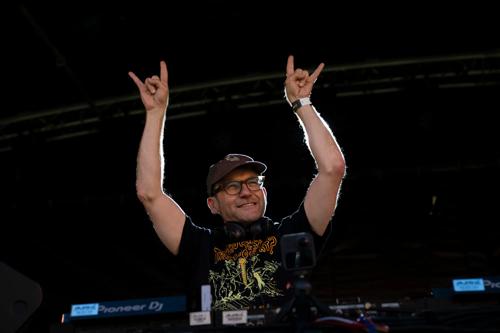 ACF CEO Adam Bandt being a cool DJ at the Lime Green Festival