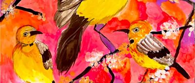 Yellow Chat bird perched on branch, yellow and brown plumage.