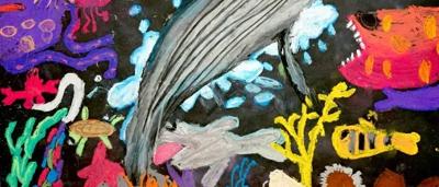 Southern Right Whale, glowing, in ocean, Scofield photo.