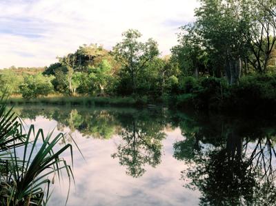 Limestone Creek in Gregory National Park, NT. River flowing through a rocky landscape.