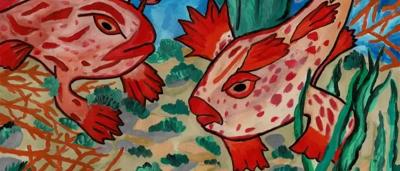 The Little Superhero fish with red hands by Sayul age 8 - First prize