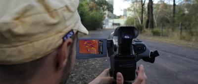 Methane detection camera, showing a thermal image of gas plume.