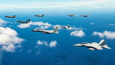 Fighter jets in formation, Cope North 2022.